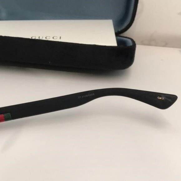 Authentic ✨ Brand New Gucci GG0009S 001 Pilot Sunglasses – Shiny Black Frame wit - Picture 10 of 11